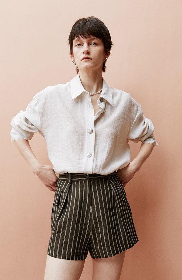 Texture White Long Sleeved Shirt