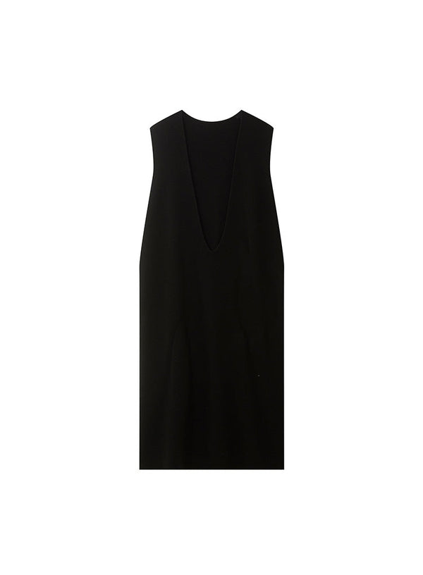Deep V Pullover Pocket Vest Dress