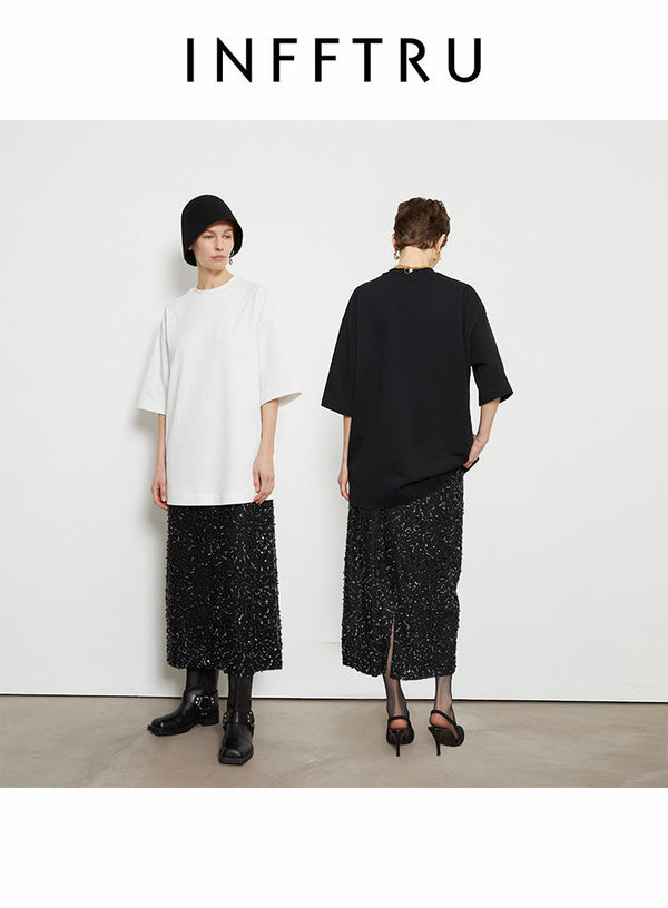 Apricot Black Matte Sequin Skirt