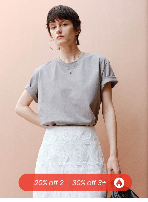 Basic Loose Round Neck Short Sleeved T-Shirt