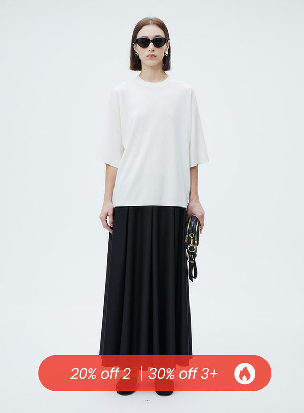 Black/Red Hepburn Pleated Skirt