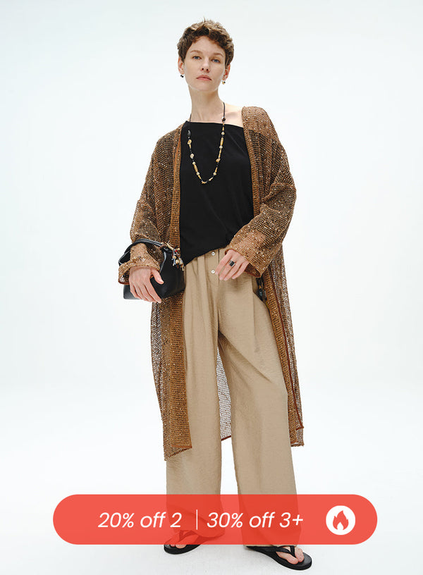 Hulstrikket cardigan i hør