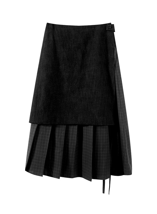 Double Layer Plaid Skirt