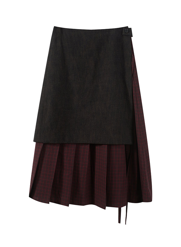 Double Layer Plaid Skirt