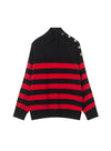 Button-Down Wool Striped Sweater