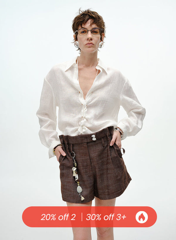 Drawstring Linen Shirt