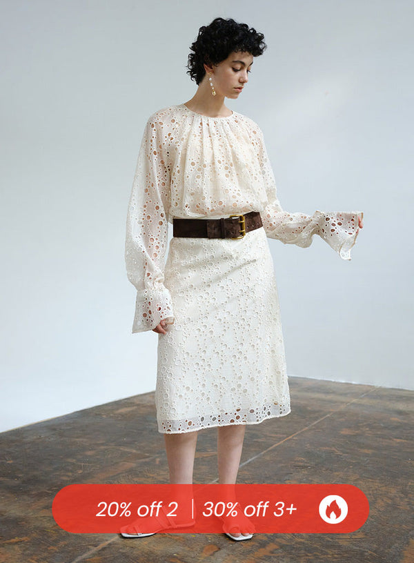 Elegant Circular Hollow Lace Skirt