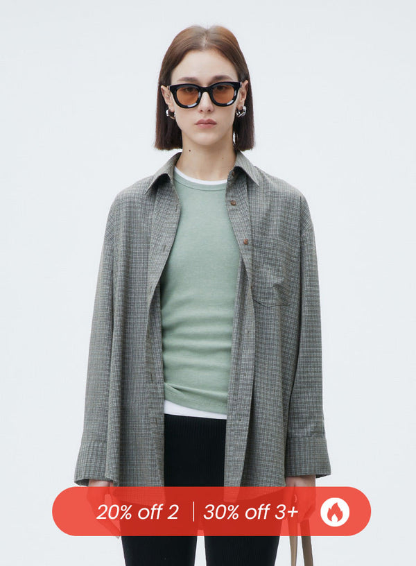 Gray Retro Plaid Shirt