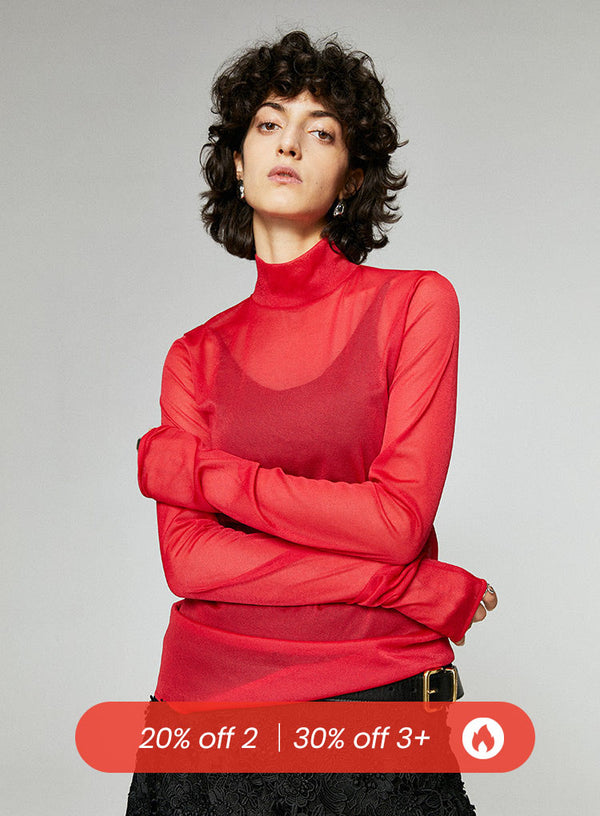 High Collar Long Sleeved T-Shirt