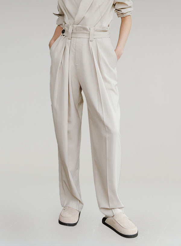 High Waist Casual Wide Leg Trousers