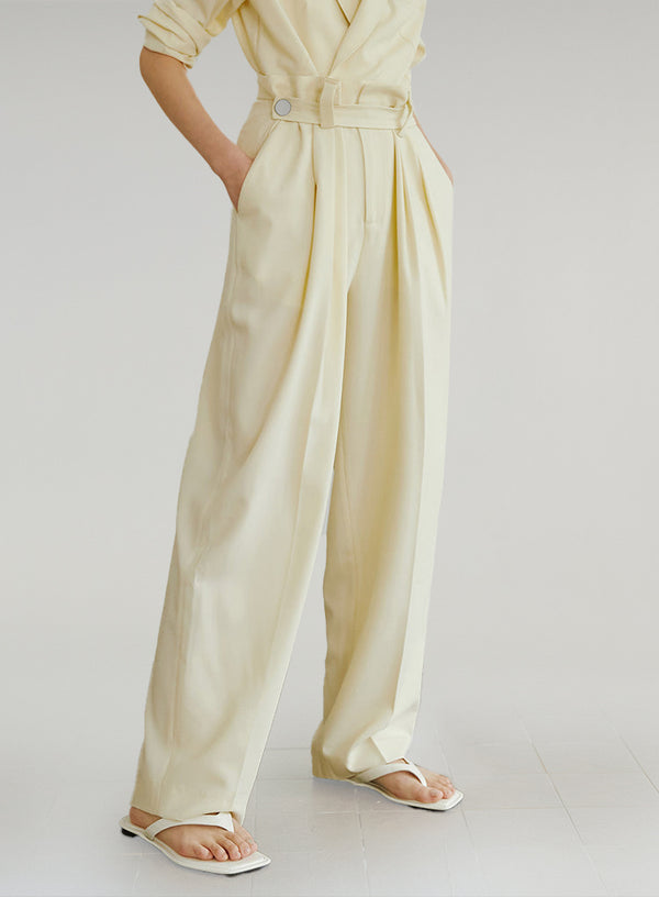 High Waist Casual Wide Leg Trousers