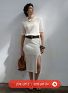 Hollow Mesh Side Slit High Skirt