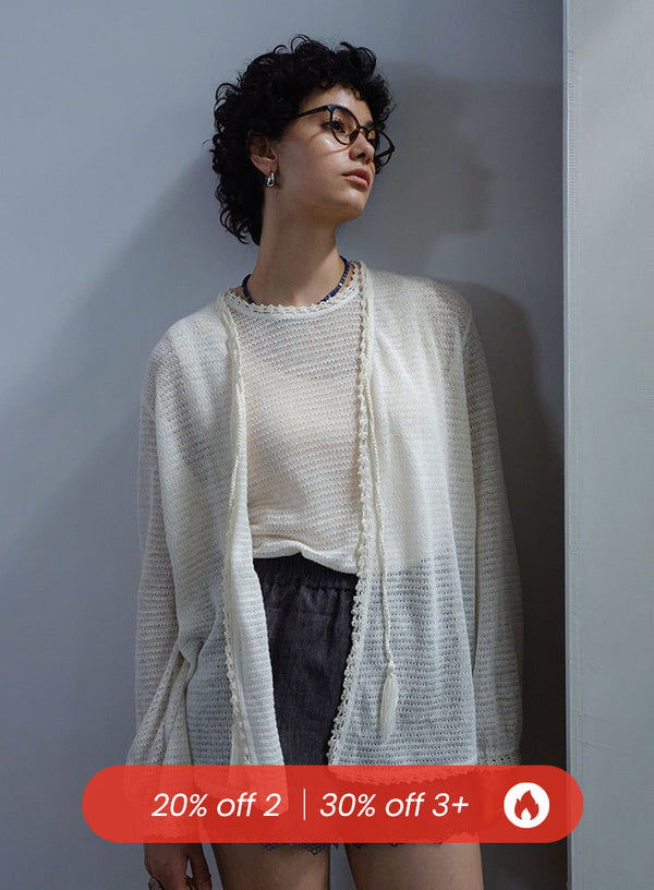 Linen Hollow Knit Cardigan