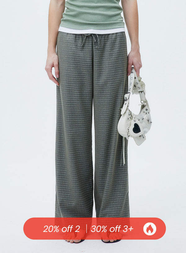 Vintage Drawstring Wide Leg Pants