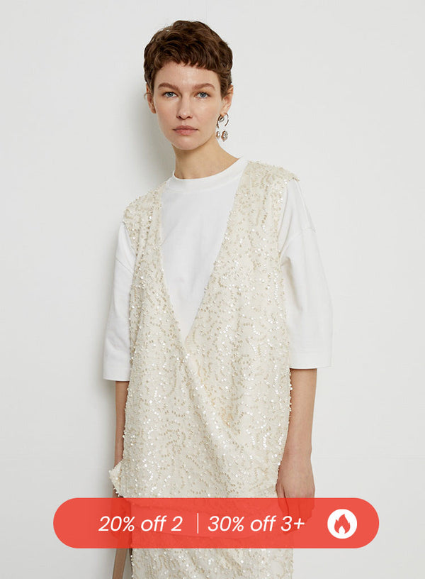 V-Neck Sequin Pullover Vest