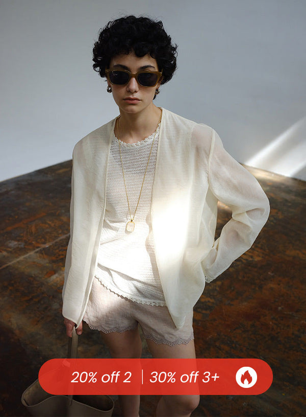 V-Neck Long Sleeved Short Cardigan