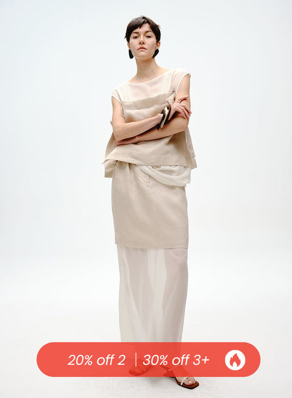 Sheer Layered Midi Skirt