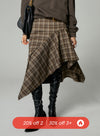 Retro Plaid Irregular Skirt