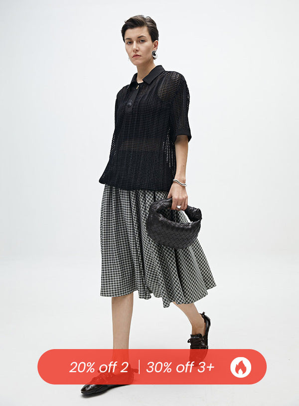 Modern Retro Plaid A-Line Skirt
