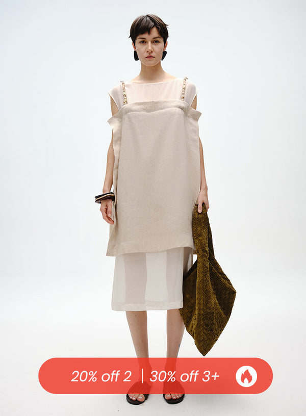 Linen Beaded Slip Dress