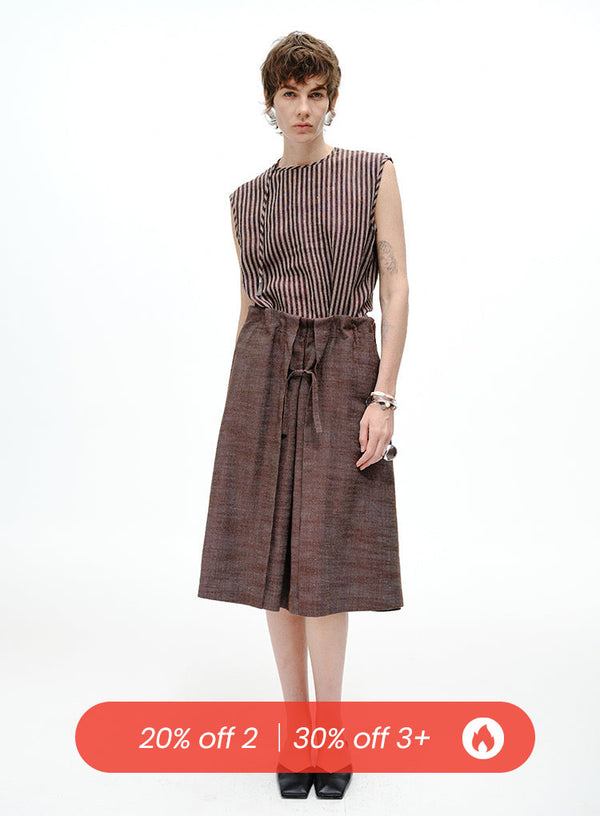 Linen A-Line Midi Skirt