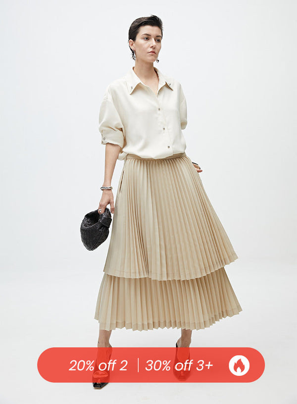 Double-Layered Pleated Skirt