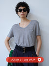 Classic Striped U-Neck Linen Short Sleeved T-Shirt
