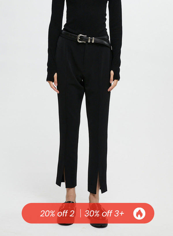 Black Slit Flare Pants