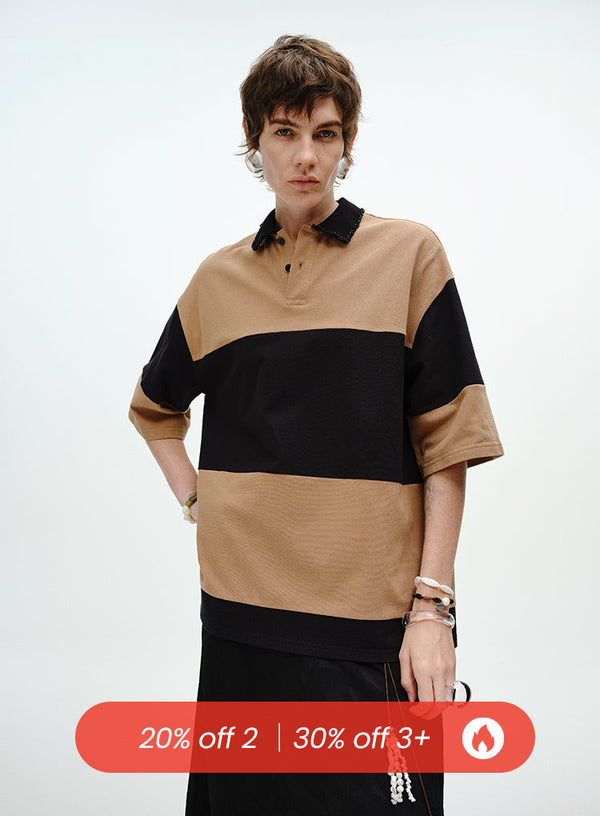 Beaded Stripe Polo Shirt