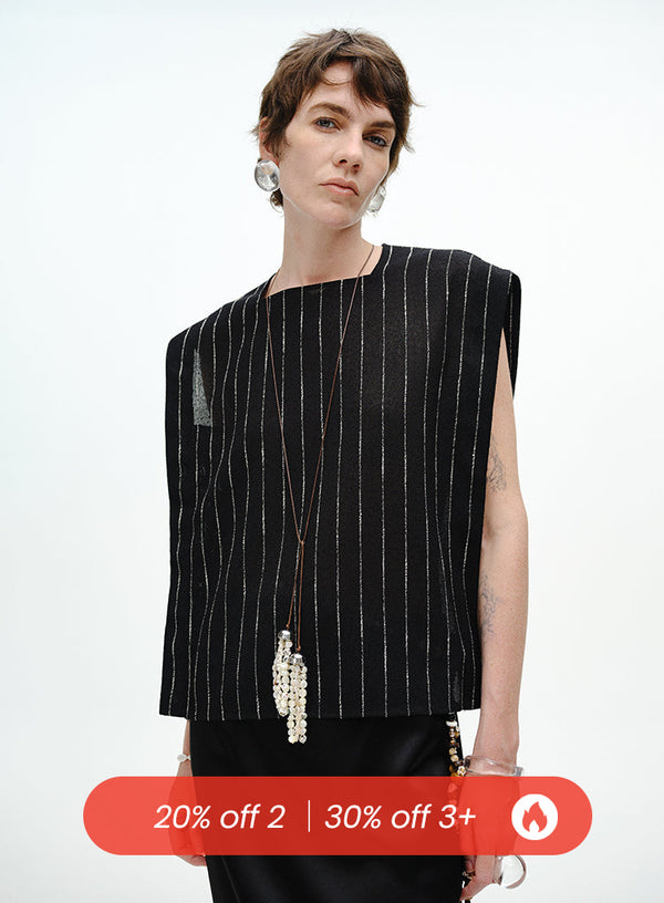 Pearl-Threaded Backless Tank