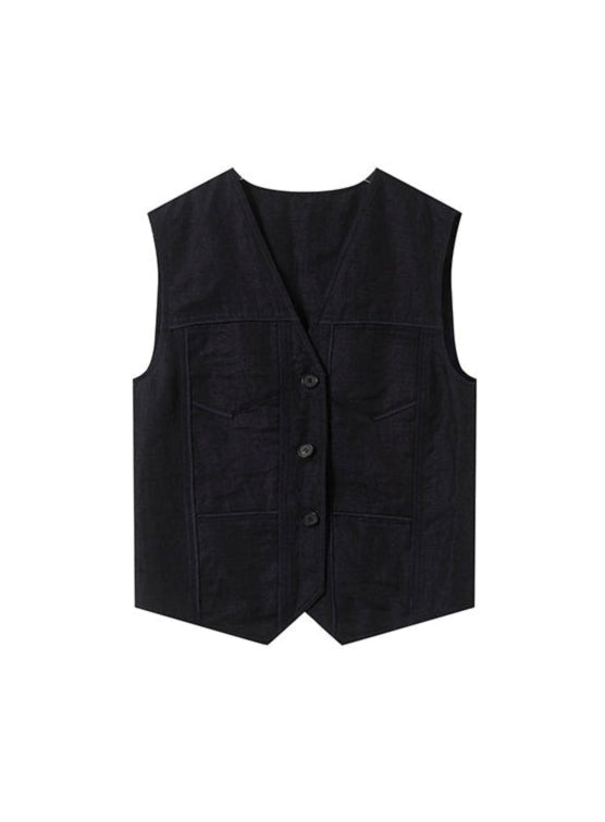 Linen Denim Vest