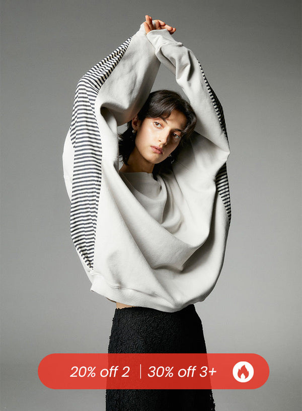 Striped Patchwork Loose Hoodie