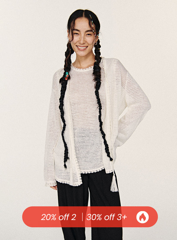 Hulstrikket cardigan i hør