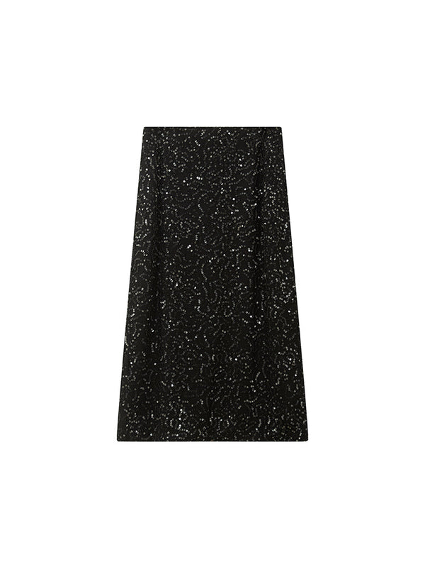 Apricot Black Matte Sequin Skirt