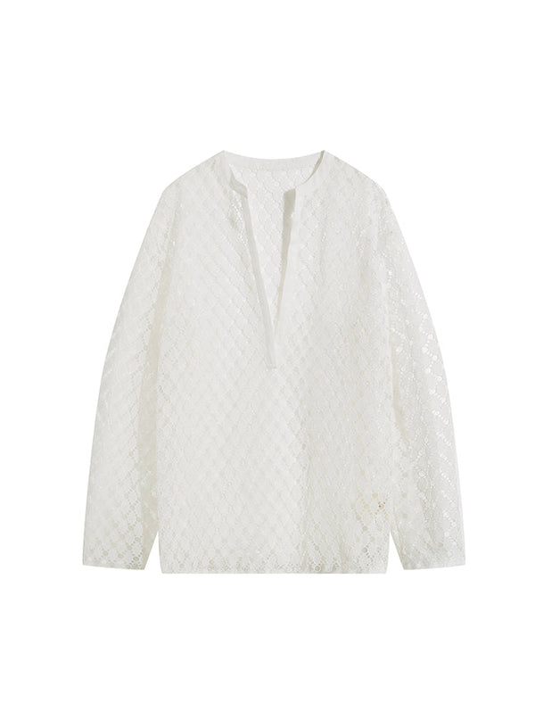 Hollow V-Neck Long Sleeved Layered Top
