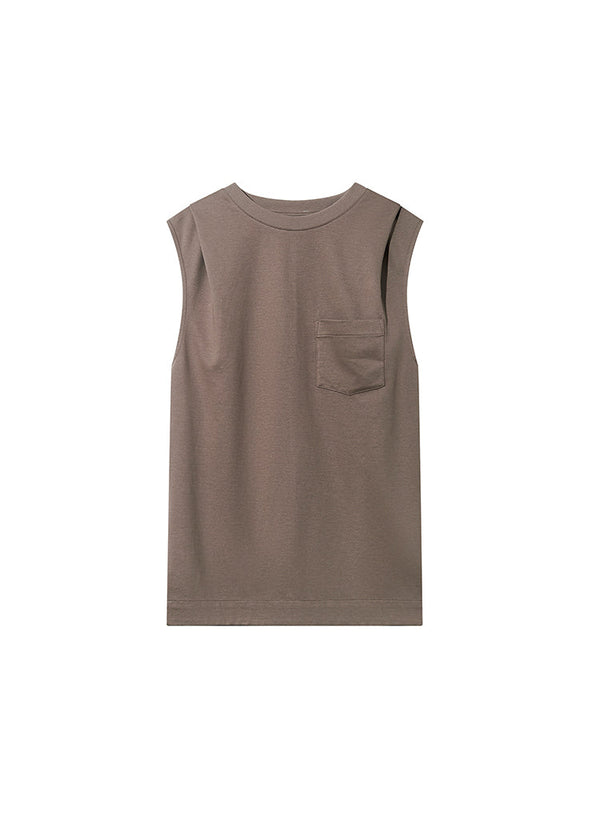 Shoulder Padded Sleeveless Tank Top