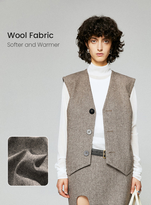 Classic Wool V-Neck Sleeveless Vest