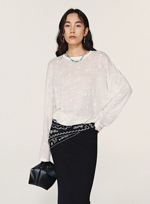 Sage Beaded Relaxed Tee