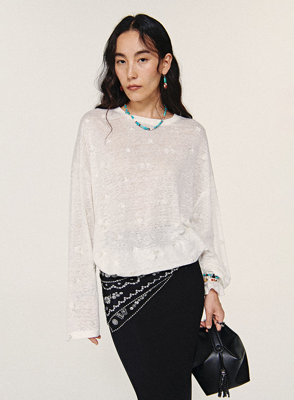 Sage Beaded Relaxed Tee