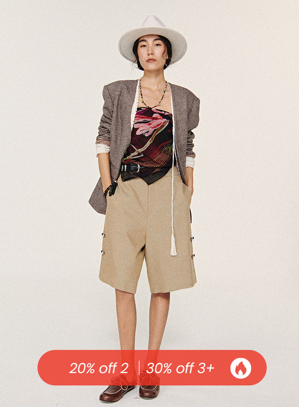 Wide-Leg Button Shorts