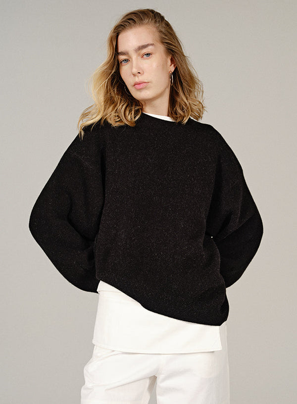 Asymmetric Hem Wool Sweater