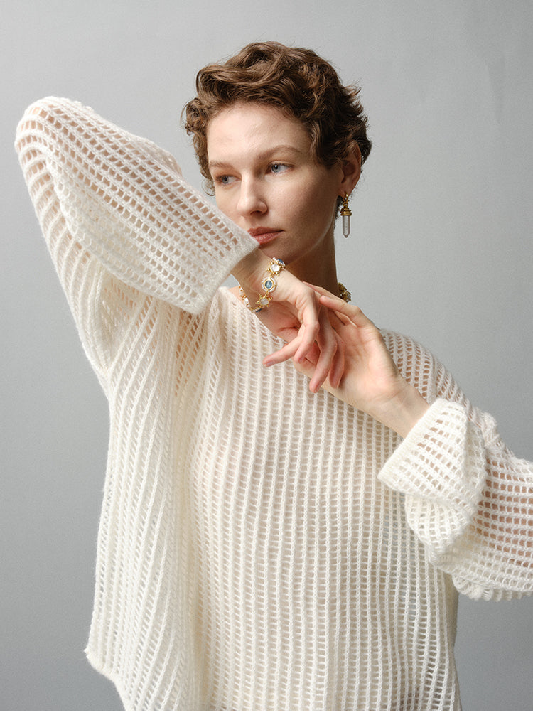 Infftru Sheer Knit Cardigan - Women's Designer Classic Loose