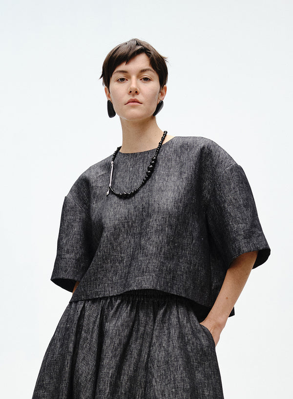Cropped Linen Tee