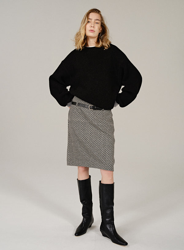 Plaid Wool Pencil Skirt