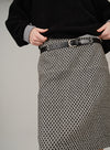 Plaid Wool Pencil Skirt