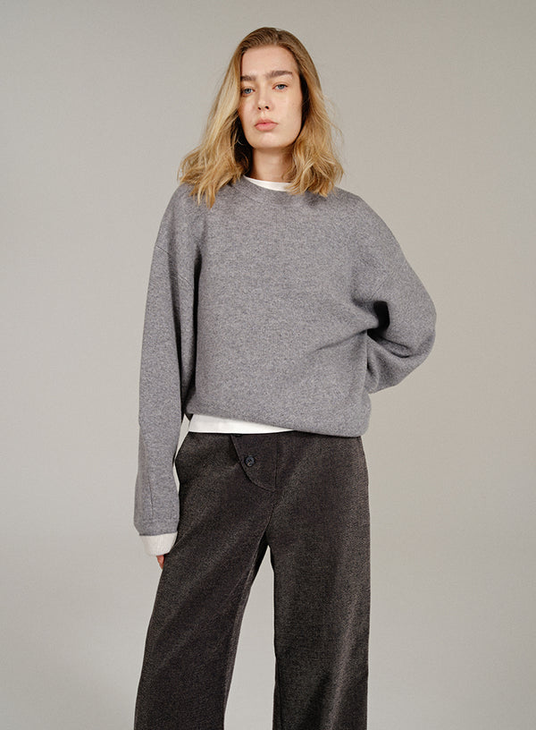 Asymmetric Hem Wool Sweater