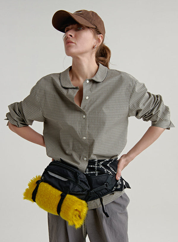 Lace Collar Plaid Blouse
