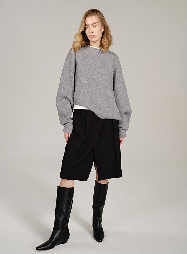 Asymmetric Hem Wool Sweater