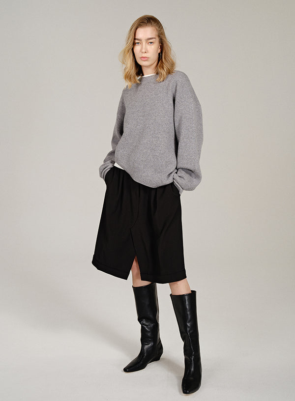Asymmetric Hem Wool Sweater
