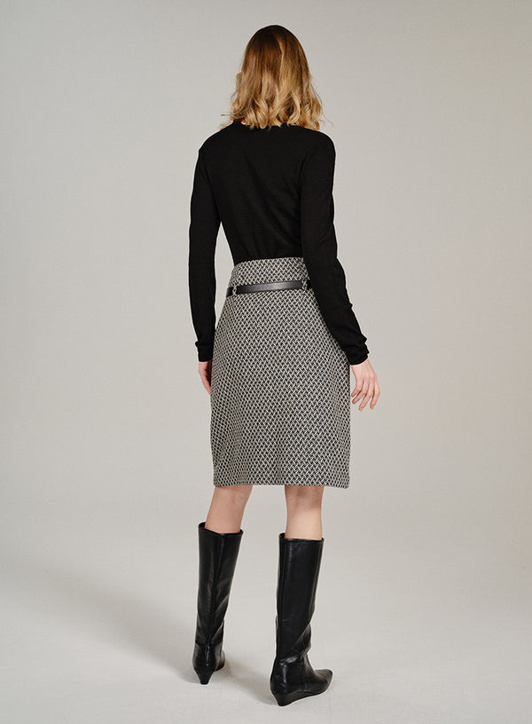 Plaid Wool Pencil Skirt